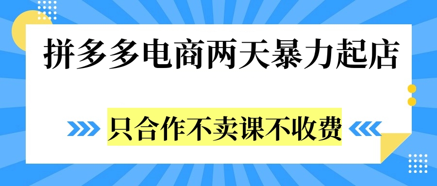 拼多多两天暴力起店，只合作不卖课不收费-掘金计划