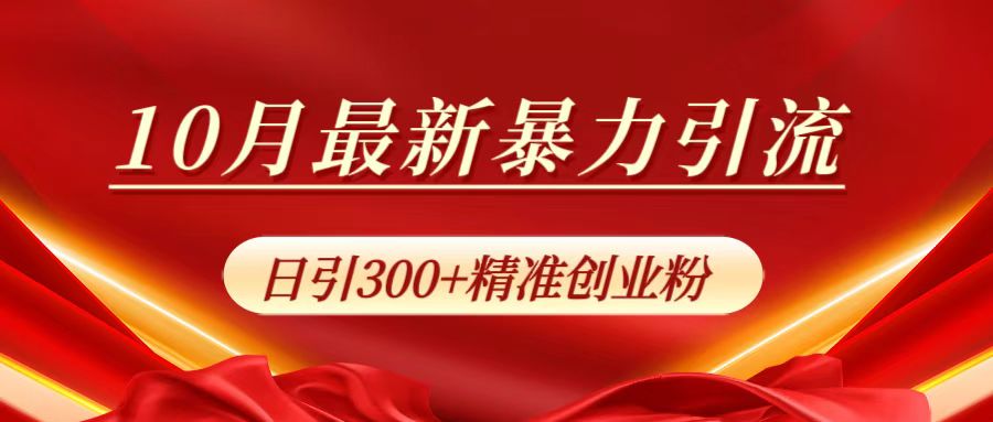 10月最新暴力引流，日引300+精准创业粉-掘金计划