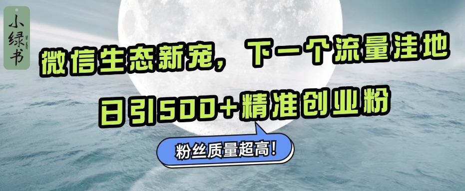 微信生态新宠小绿书：下一个流量洼地，粉丝质量超高，日引500+精准创业粉，-掘金计划