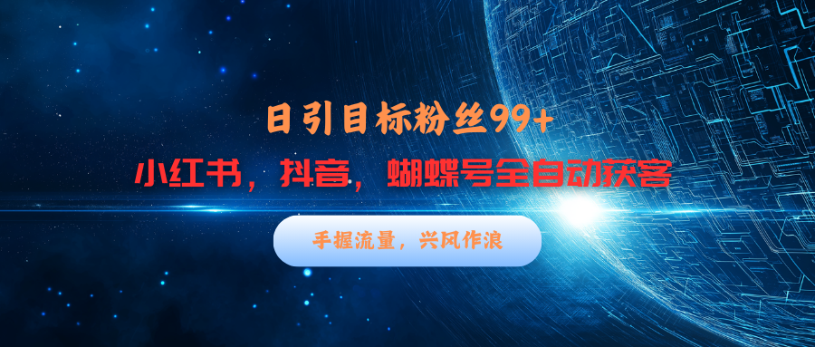 小红书，抖音，蝴蝶号三大平台全自动精准引流获客，每天吸引目标客户99+-掘金计划