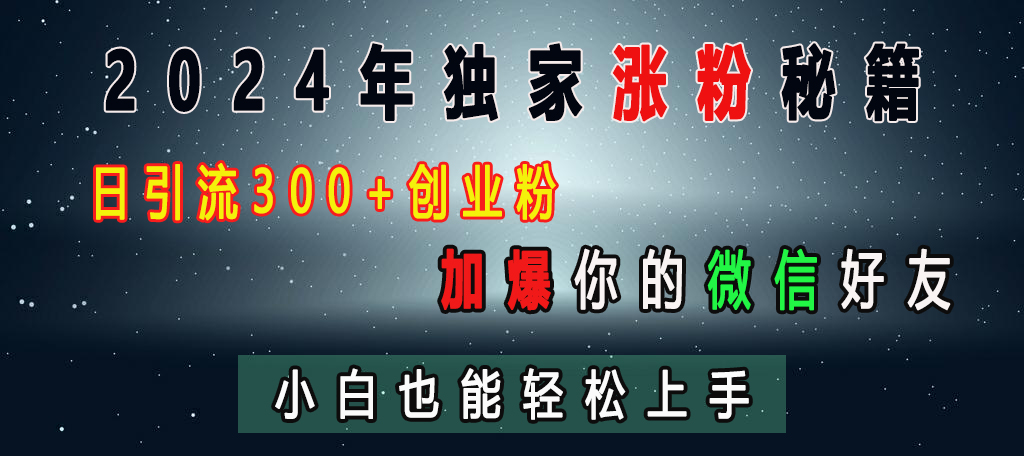 2024年独家涨粉秘籍，日引流300+创业粉，加爆你的微信好友，小白也能轻松上手-掘金计划
