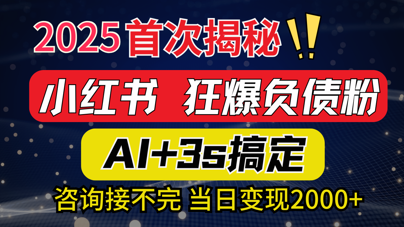 2025引流天花板：最新小红书狂暴负债粉思路，咨询接不断，当日入2000+-掘金计划