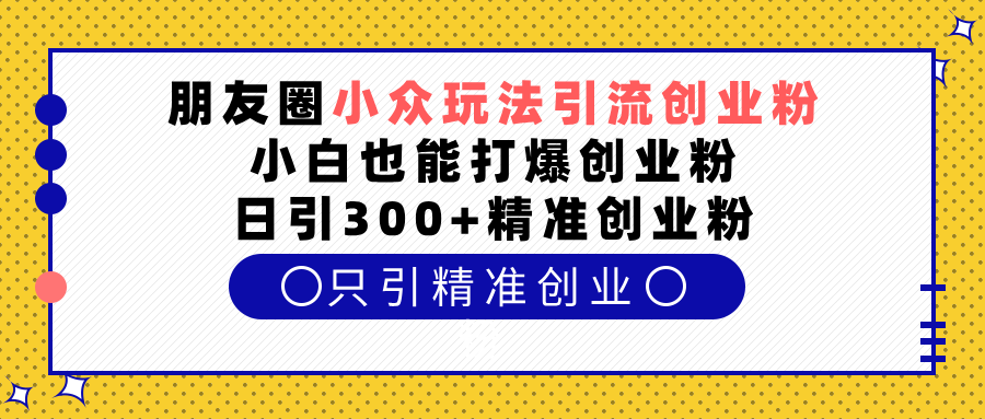 朋友圈小众玩法引流创业粉，小白也能打爆创业粉，日引300+精准创业粉-掘金计划