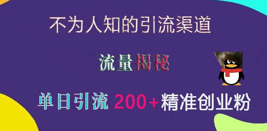 不为人知的引流渠道，流量揭秘，实测单日引流200+精准创业粉-掘金计划