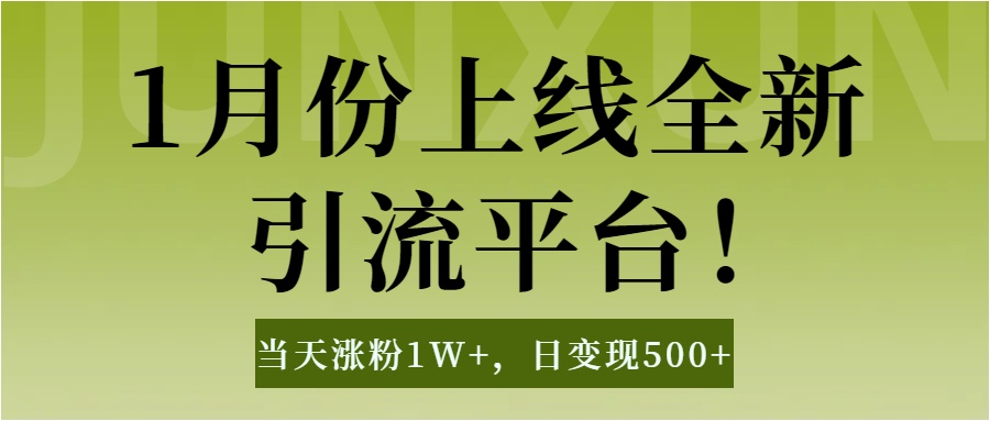1月上线全新引流平台，当天涨粉1W+，日变现500+工具无脑涨粉，解放双手操作简单-掘金计划