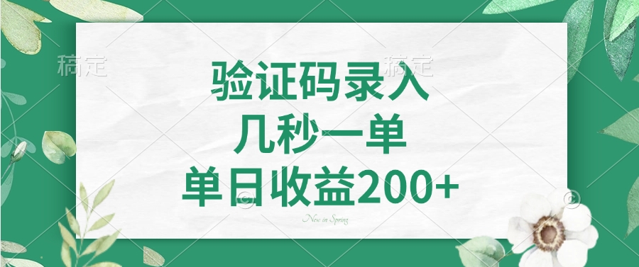 验证码录入，看图识字，几秒一单，单日收益200+-掘金计划