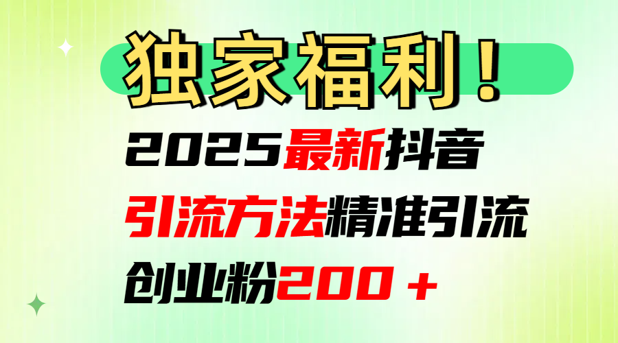 2025最新抖音引流方法每日精准引流创业粉200＋-掘金计划