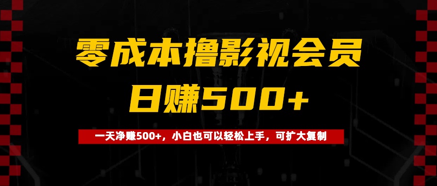 0成本撸影视会员，一天净赚500+，小白也可以轻松上手，可扩大复制-掘金计划